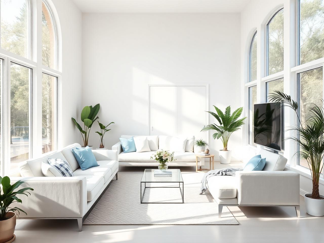Pristine modern living room after professional residential cleaning in Greenville SC